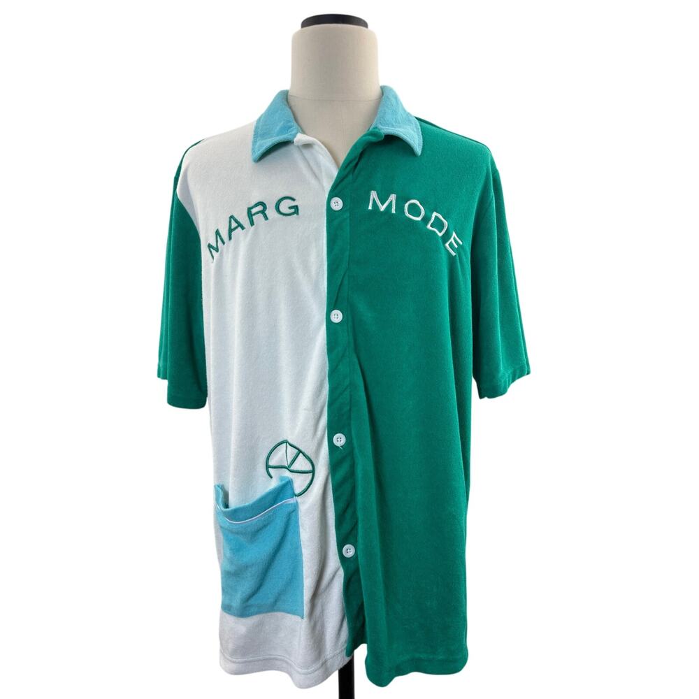 Hornitos Tequila Terry Cloth Button Shirt Men’s 2XL Colorblock Retro